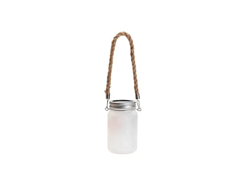 15oz/450ml Sublimation Blanks Mason Jar w/ Lantern Lid and Hemp Rope Handle (Frosted)