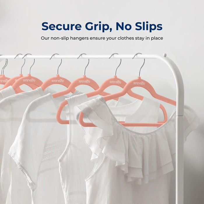 200 Velvet Hangers Non-Slip Space-Saving 360° Swivel Hook Pink