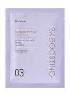 Packet of 3X Boosting Modeling Mask - Collagen | Leaders featuring hydrolyzed collagen, betaine, and allantoin for skincare and moisturizing benefits.