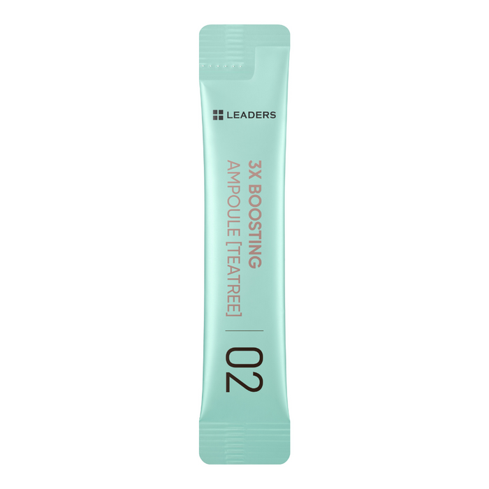 Single-use sachet of 3X Boosting Modeling Mask - TeaTree | Leaders in light green packaging, designed for skincare and facial treatment boosting.