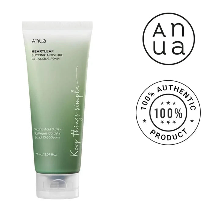 ANUA Heartleaf Succinic Moisture Cleansing Foam غسول البشرة المرطب من انوا