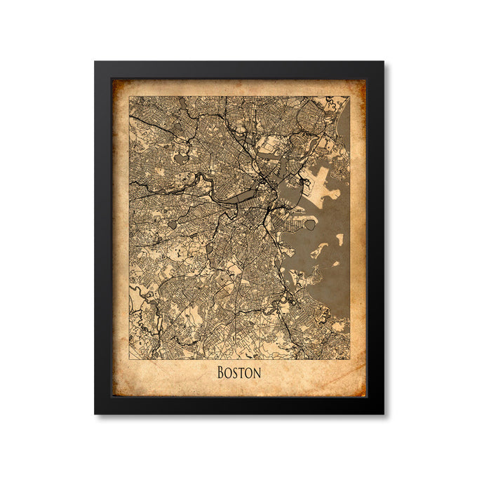 Boston Map Art Print, Massachusetts