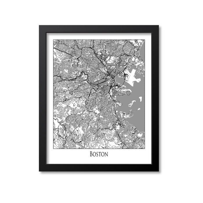 Boston Map Art Print, Massachusetts