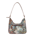 Women's Botanical Tapestry Hobo Shoulder Bag with Leather Trim - Canada & USA-back view