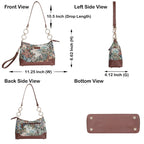 Women's Botanical Tapestry Chain Shoulder Bag with Leather Trim - Canada & USA-infographic image