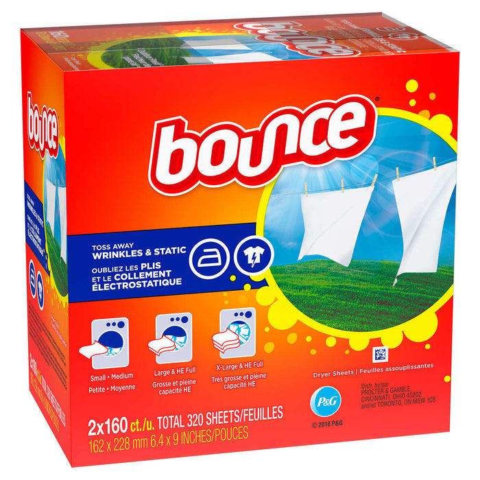 Bounce Fabric Softener Dryer Sheet Outdoor Fresh (2 X 160 ct.), 320Count - Shoppers-kart.com