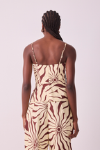 Brown Adjustable Straps Pleated Blouse_5