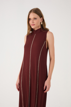 Brown Caffeine Ribbed Stitch  Maxi Dress_3