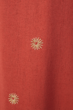 Brown Embroidered Linen Mini Dress_7