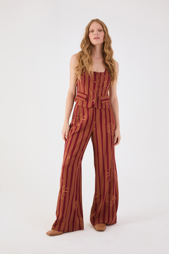 Brown Encanto Side Pockets Wide-Leg Pants_2