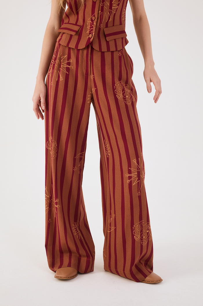 Brown Encanto Side Pockets Wide-Leg Pants_3