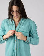 Calma Womens Oversized Beach Shirt in Blue