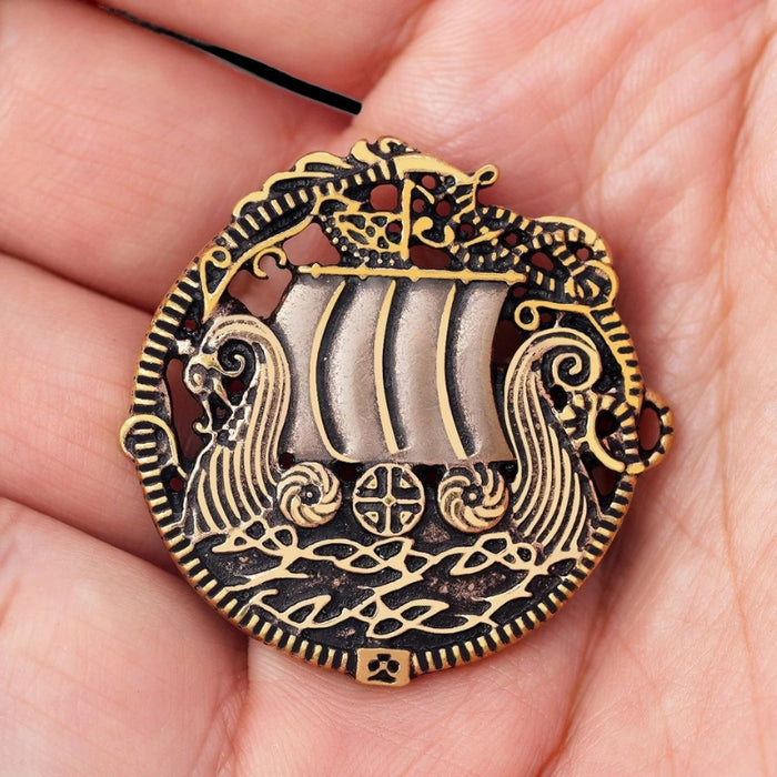 vkngjewelry brooch Viking Ship Drakkar Shirt Lapel And Brooch Pin