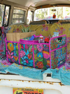 Car Trunk Organizer - Navy Folk Flower-view 1