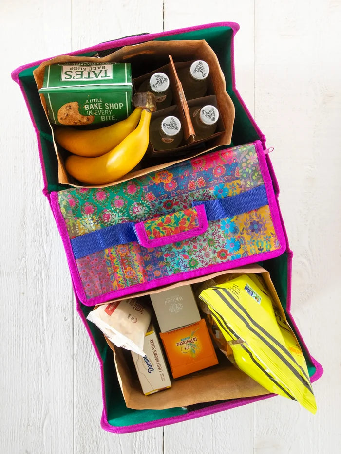 Car Trunk Organizer - Navy Folk Flower-view 2