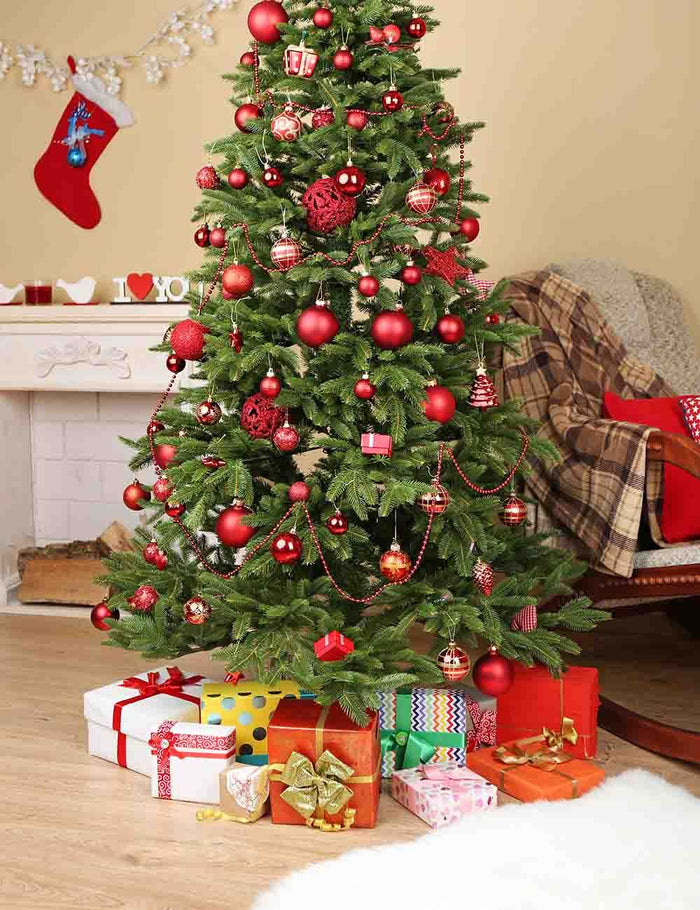 Chair Behind Christmas Tree Photo Backdrop For Holiday Shopbackdrop