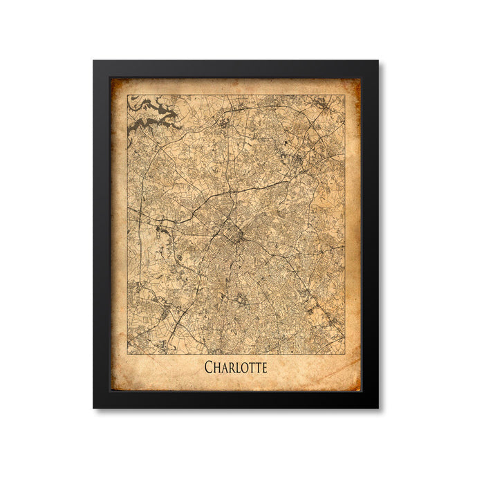 Charlotte Map Art Print, North Carolina