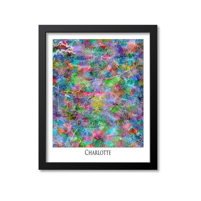 Charlotte Map Art Print, North Carolina