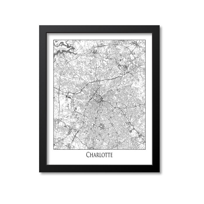 Charlotte Map Art Print, North Carolina
