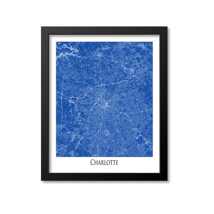 Charlotte Map Art Print, North Carolina