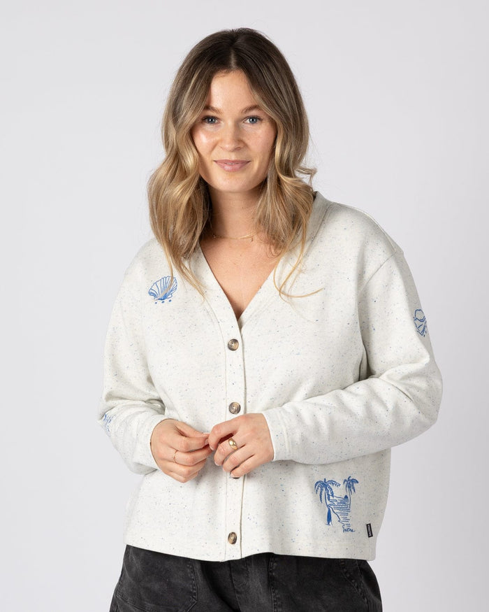 Clemmie Womens Sweat Cardigan in Cream