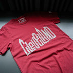 Cleveland Skyline Letters - Mens/Unisex Crew T-Shirt - Heather Cardinal