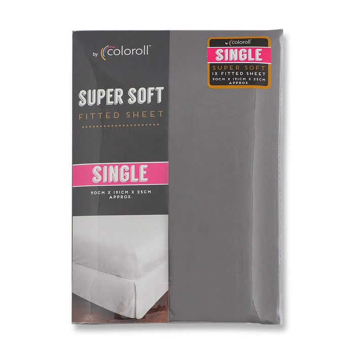 Coloroll Microfibre Charcoal Single Fitted Sheet  330497