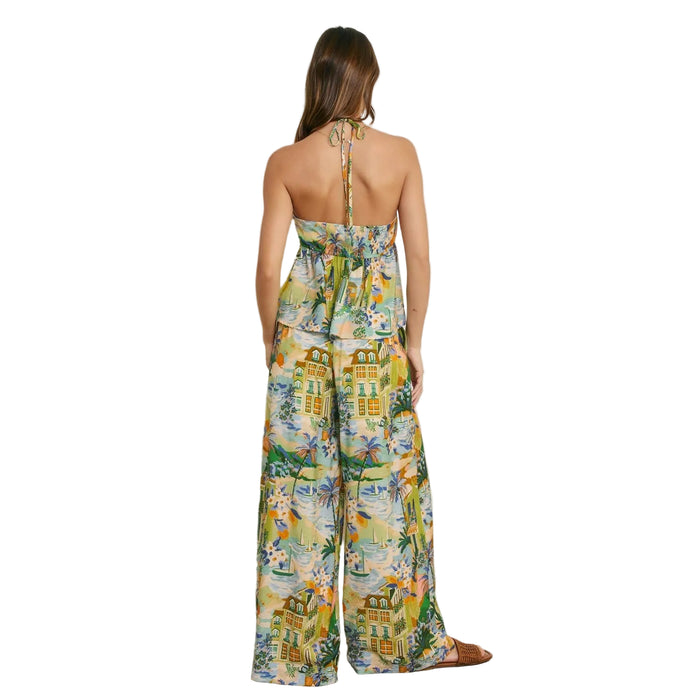 Conversational Decorative Waist Wide Leg Pants