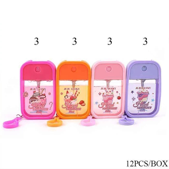 Cute Keychain Hand Sanitizer Spray Bottles (50ml) – Portable Refillable Travel Mist Sprayer Set with Silicone Holder & Clip for Backpacks, Kids, School, & Travel (ANV-1794)