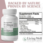Daily Herbal Immunity oregano oil and garlic supplement ingredients and supplement facts