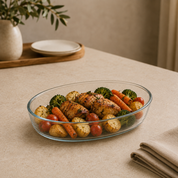 DELISOGA glass baking dish
oval glass baking dish
glass roasting dish
clear glass baking dish
oven to table glass dish
glass casserole dish
oval roasting dish
glass bakeware
glass serving dish
glass baking dish Pakistan
DELISOGA clear oval glass baking and serving dish for roasting chicken, baking casseroles, pasta, vegetables and oven-to-table serving.