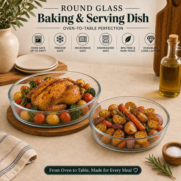 Delisoga glass baking dish
round glass baking dish
glass casserole dish
clear glass baking dish
round glass roasting dish
oven to table glass dish
glass bakeware
glass serving dish
round casserole dish
glass baking dish PakistanDelisoga clear round glass baking and serving dish for casseroles, roasting, baked pasta, vegetables and oven-to-table presentation.