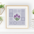 Dutch Tiles - Iris Blackwork Pattern by Peppermint Purple