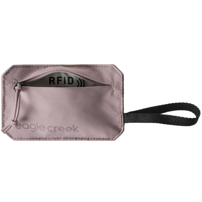 Eagle Creek Undercover RFID Hidden Pocket in color pink orchid unzipped with lining showing