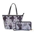 Women's Black Shoulder Tote Bag with Wristlet Wallet Combo for Work & Travel