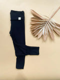 Fold Over Bamboo Baby Leggings - Black: 3-6 Months