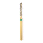 G/130-012L (885) 10-Pk , Multi use Gold Diamond Burs Beveled Cylinder Shaped