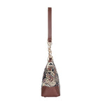 Women's Geometric Tapestry Chain Shoulder Bag with Leather Trim - Canada & USA-side view