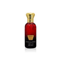 Jamr Al Oud red and gold Khajal hair mist luxury perfume bottle on white background
