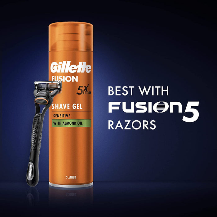 Gillette Shaving Gel Fusion5 Ultra Sensitive, 200 ml x 6 - Shoppers-kart.com