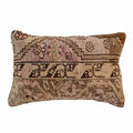 Gladice Handmade traditional Turkish kilim pillow cover made with vintage rugs 16x24 beige brown purple