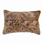 Gladice Handmade traditional Turkish kilim pillow cover made with vintage rugs 16x24 beige brown purple