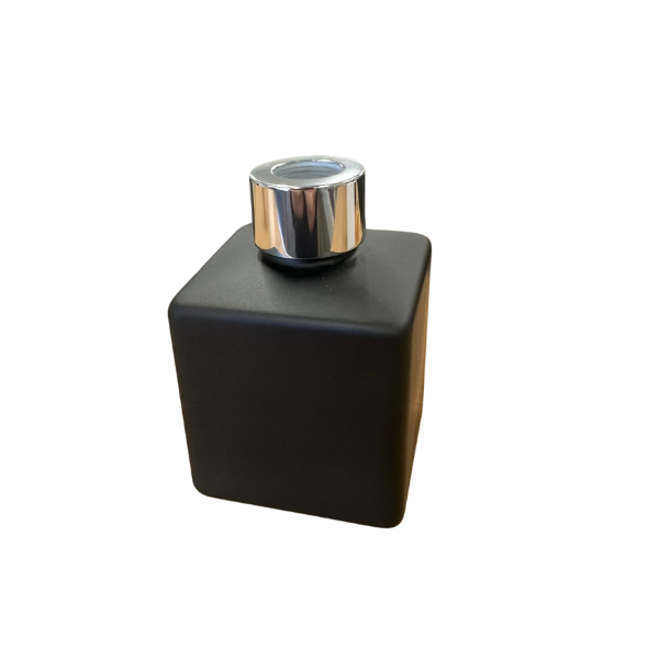 Glass Diffuser Bottle Matt Black - 125ml - Square and Silver Screw Cap