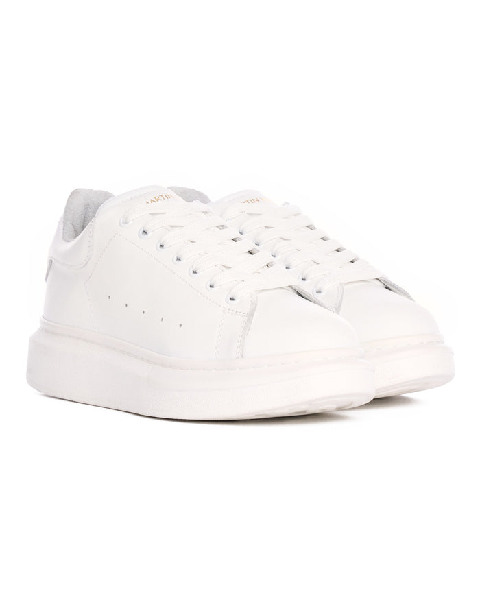 Martin Valen Hype Sole pair of white sneakers front close-up showing crossed laces and toe area