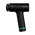 Black handheld percussion massage device with a rounded attachment and green light ring near the base, labeled Hypervolt 3 | Hyperice for muscle recovery and wellness.
