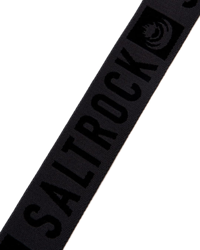 A Identity - Stretch Belt - Black with Saltrock branding and a metal clip buckle.