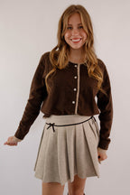 Brown Two Toned Cardigan- Women's Layering Cardigan- Miou Muse