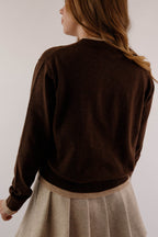 Brown Two Toned Cardigan- Women's Layering Cardigan- Miou Muse