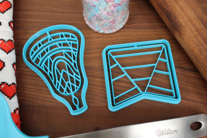 Lacrosse Sports Cookie Cutters - Crosse Sticks, Lacrosse Goal, Lacrosse Head, Lacrosse Heart, Lacrosse Helmet Face Plate - LaCrosse Baking