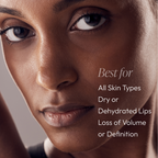 Close-up of a woman with smooth skin highlighting hydration benefits, promoting Lip Renewing Hydrator - Naked | Circadia for all skin types with dry or dehydrated lips and loss of volume or definition.